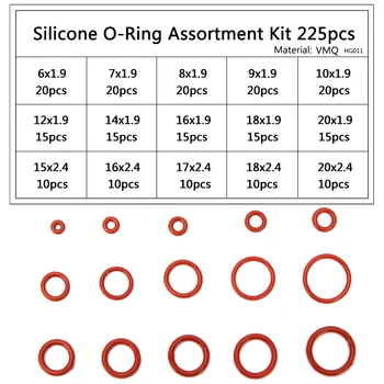 PCP Peintbola Ligzda Silikona O-gredzeni Sarkanā Blīves Nomaiņu OD 6mm-30mm CS 1.5 mm 1.9 mm 2.4 mm 3.1 mm 15 Izmēri 225PCS/SET HG011