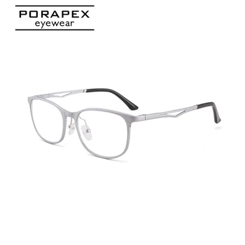 PORAPEX Apaļas Brilles Rāmis Unisex Zilā Gaisma Brilles Modes Visus Alumīnija Laukumā Brilles Rāmis Tuvredzība Recepšu Brilles
