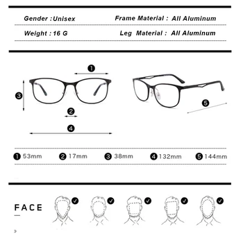 PORAPEX Apaļas Brilles Rāmis Unisex Zilā Gaisma Brilles Modes Visus Alumīnija Laukumā Brilles Rāmis Tuvredzība Recepšu Brilles