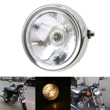 POSSBAY Chrome Motocikla priekšējo Lukturu Metāla Motocicleta Augsta/Zema Gaismas Lukturi, lai Suzuki GN 125 Harley Honda BMW