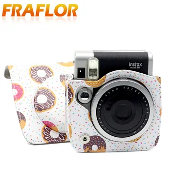 PU Āda/kristāldzidru Kamera Mīkstā Pleca Soma Fuji Polaroid Instax Mini 90 Aizsardzības Lietu Vāku Apvalka Somiņa ar Siksniņu
