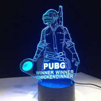 PUBG Uzvarētājs Uzvarētājs Vistas Vakariņas FPS Spēle, Spēlētājs Zināms ir Battlegrounds 3D Lampu 7 Krāsas, Mainīt, LED Lampas Atdzist Jaunu Pasaules Dāvana