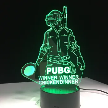 PUBG Uzvarētājs Uzvarētājs Vistas Vakariņas FPS Spēle, Spēlētājs Zināms ir Battlegrounds 3D Lampu 7 Krāsas, Mainīt, LED Lampas Atdzist Jaunu Pasaules Dāvana