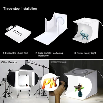 PULUZ 31x31cm gaismas kārbas Mini Salokāms Foto Studija Kaste Fotogrāfija LED 30cm gaismas kārbas Studio Komplektu Un 6 Krāsu Fonu