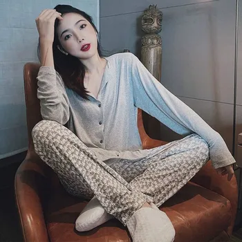 Pajama Komplekti Sievietēm Svītrainām Zaudēt 2 Gabals Rudens Korejiešu Stilā, Studentu Atpūtas Mājās Dāmas Sleepwear Izplatīta Modes Vienkārša Jaunas