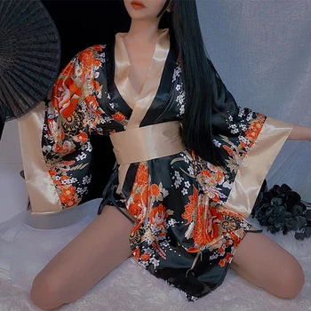 Paloli Sexy Apakšveļa Sieviešu Sexy Japāņu Kimono Jaka Mežģīnes Up Pidžamu Cosplay Lomu Spēles Kaislība Kaitināt Vienotu Kārdinājums