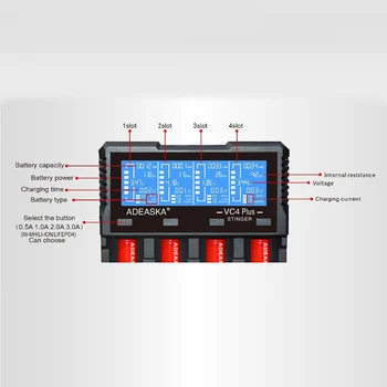 Par ADEASKA VC4 PLUS LCD Displejs USB Ātrās Inteliģento Lādētāju Li-ion/IMR/LiFePO4/Ni-MH 18650/26650 Akumulatora r25