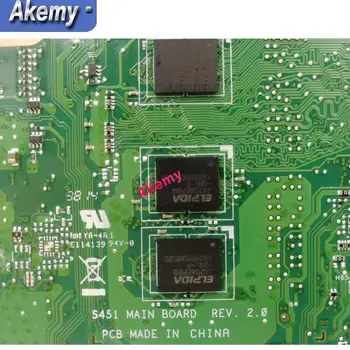 Par Asus S451 S451L V451 V451L S451LN S451LB S451LA Klēpjdators mātesplatē s451ln mainboard REV2.1 i5-4200u 4GB RAM Pārbaudīta