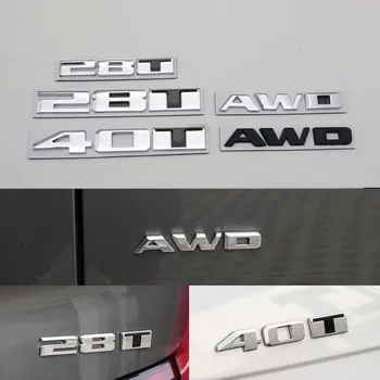 Par Cadillac 28T 40T AWD Emblēmas Uzlīme 3D Vēstuli, Auto Virsbūves Aizmugurējā Bagāžnieka Metāla Sudraba Melna Plāksnītē Auto Logo Emblēma Decal