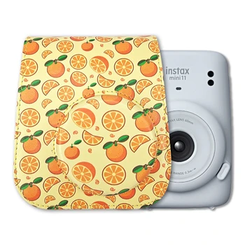 Par Fujifilm Fuji Instax Polaroid Mini 11 Vasarā Saldo Apelsīnu Krāsu Kameras Soma seguma Retro PU Ādas Plecu Gadījumā