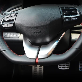 Par Hyundai Elantra Avante 6. 2016 2017 ABS, Matēts Stūre Pogu Dekoratīvais Vāciņš Melns auto stils aksesuāri 4gab