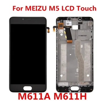 Par MEIZU M5 Displejs, Touch Screen Digitizer ar Rāmi M611H M611A M611D M611Y Displeja Modulis LCD Displeja Nomaiņa