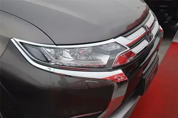 Par Mitsubishi Outlander Līdz 2016. Priekšējā Luktura Vāciņš Lukturu Vāks +Melns Astes Gaismas, Aizmugurējās Gaismas Rotā Vāciņu, Melns, ABS Chrome