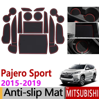 Par Mitsubishi Pajero Sport 2016 2017 Anti-Slip Gumijas Kausa Pildītās Durvis Groove Mat 14Pcs Montero Shogun Sporta Piederumi