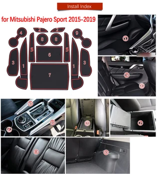 Par Mitsubishi Pajero Sport 2016 2017 Anti-Slip Gumijas Kausa Pildītās Durvis Groove Mat 14Pcs Montero Shogun Sporta Piederumi