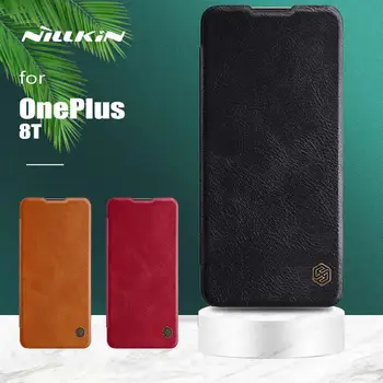 Par Oneplus 8T Gadījumā Nillkin Qin Luksusa Flip Ādas Gadījumā Biznesa Kartes Slots Ultra-Plānas Phone Gadījumā Oneplus 8T Plus 5G Gadījumā