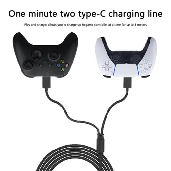 Par PS5 Ieslēdziet Mobilo Tālruni, 3m 2 in 1 Tips-C Konsoli Gamepad Uzlādes Kabelis 40W Ātri Uzlāde, izmantojot Sprieguma Aizsardzības Strāvas Vads