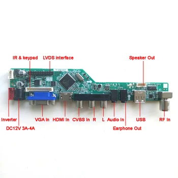Par QD170E1LG02 QD170E1LG03 LCD monitors, tastatūra+Remote+Invertors VGA USB AV T. V56 disks kartona LVDS 4CCFL 30Pin DIY komplektu