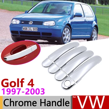 Par Volkswagen VW Golf MK4 4 Trušu A4 1J 1997~2003 Chrome Durvju Roktura Vāciņš Auto Piederumi, Uzlīmes, Apdares Komplekts 1998 2000 2002
