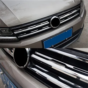 Par Volkswagen VW Tiguan MK2 2016 2017 2018 2019 Chrome Acu Priekšā Grila Reste Bufera Vāciņš Melns, Ievietojiet Apdare Auto Stils