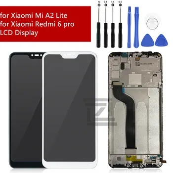 Par Xiaomi Redmi 6 Pro/ Mi A2 Lite LCD Ar Rāmi, Pieskarieties Ekrānam Digitizer Par Xiaomi Mi A2 lite LCD Displeja Nomaiņa