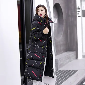 Parka sieviete pamata žaketes 2019 kapuci silts kokvilnas outwear sieviešu ziemas vējjakas, sieviešu mētelis ilgi slim drukāt sievietes uz leju jakas