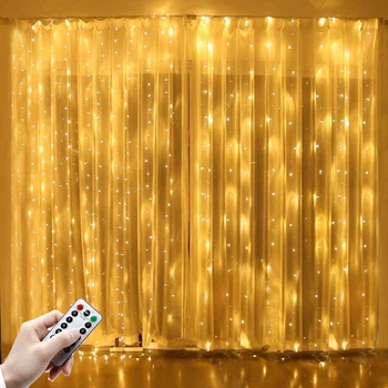 Pasaku Aizkaru Gaismas LED Tālvadības pults USB Vainags String Gaismas Lampa Mājas Guļamistabas Logu Brīvdienu Ziemassvētku Puse Apdares