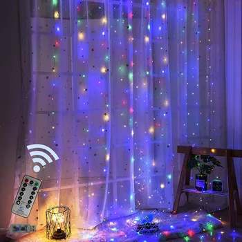 Pasaku Aizkaru Gaismas LED Tālvadības pults USB Vainags String Gaismas Lampa Mājas Guļamistabas Logu Brīvdienu Ziemassvētku Puse Apdares