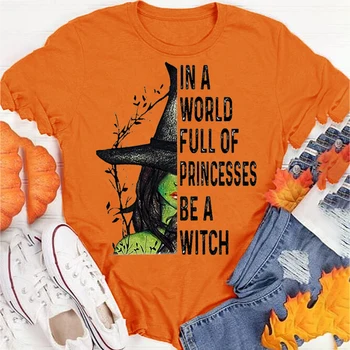 Pasaulē, kas Pilna ar Princeses Būt Ragana Vēstuli Halloween Funny T Krekls Regulāri Plus Izmērs S-5XL Apaļu Kakla Īsām Piedurknēm T-krekls