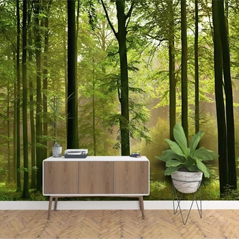 Pasūtījuma 3D Foto Tapetes Forest Green Tree Dabas Ainava Mūra Sienas, Papīra, viesistaba, Guļamistaba, Fonā Sienas Gleznojums