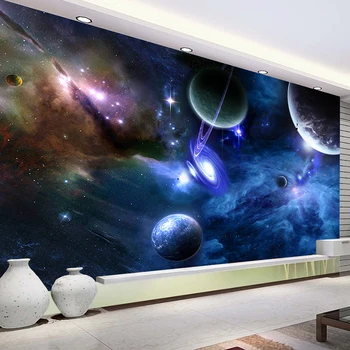 Pasūtījuma 3D Sienas Papel De Parede Zvaigžņotām Debesīm, Visuma, Kosmosa Planētas Foto Tapetes Dzīvojamā Istabā, Guļamistabā Sienas, Mājas Apdare
