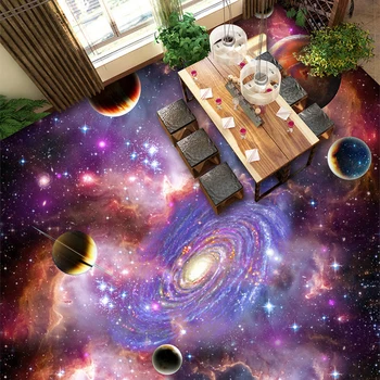 Pasūtījuma Murals Tapetes, 3D Stereo Visuma Zvaigžņotām Debesīm Galaxy Grīdas, Flīzes, Krāsošana, Uzlīmes Vannas istaba, Dzīvojamā Istaba Papel De Parede