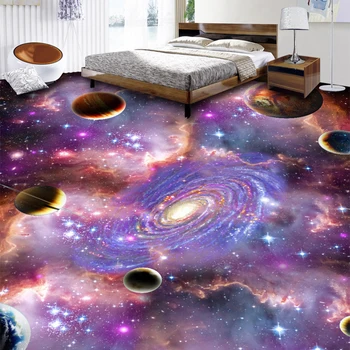 Pasūtījuma Murals Tapetes, 3D Stereo Visuma Zvaigžņotām Debesīm Galaxy Grīdas, Flīzes, Krāsošana, Uzlīmes Vannas istaba, Dzīvojamā Istaba Papel De Parede