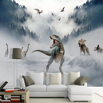 Pasūtījuma Pašlīmējošas Tapetes, 3D Ķīniešu Stila Ainavu Ledāja Mežu Dinozaurs Pasaules Fresco Dzīvojamā Istaba Bērniem, Guļamistaba, Uzlīmes