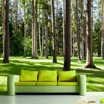 Pasūtījuma Sienas Tapetes 3D Dabas Ainava Zaļo Koku Mežiem Saules Foto Sienas Tapetes Dzīvojamā Istabā 3D neaustu tapešu