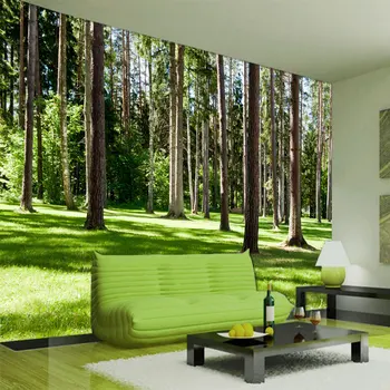 Pasūtījuma Sienas Tapetes 3D Dabas Ainava Zaļo Koku Mežiem Saules Foto Sienas Tapetes Dzīvojamā Istabā 3D neaustu tapešu