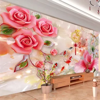 Pasūtījuma Sienu Tapetes, 3D Stereo Magnolijas Rožu Ziedi, Eļļas Glezna Dzīvojamā Istaba Guļamistaba Pētījums Mājas Dekoru Classic Wall Papers 3 D
