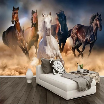 Pasūtījuma Sienu Tapetes, 3D Stereo Zirgu Dzīvnieku Sienas Gleznojums, Dzīvojamā Istaba Studiju Classic Mājas Dekoru Fresco Papel De Parede 3D Sala