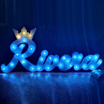 Pasūtījuma Vainagu Bērnam vārdu Ekskluzīvs luksusa dāvanu iedegties burtu ekskluzīvs iedegties nosaukums Dzimšanas dienas dāvanu nosaukums ar baltām LED gaismas