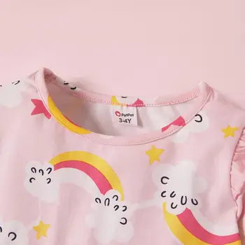 PatPat ir 2021. Jaunu Ierašanos Pavasarī Toddler Meitene Vienradzis un Stabilu Ilgtermiņa piedurknēm 18-24M Baby Girl Dress Rozā un Blck Drēbes