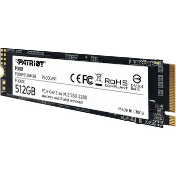 Patriot SSD P300 SSD, M. 2, 512 gb, PCI-Ex4, lasīt: 1700 Mb / s, rakstīšanas: 1200 Mb / s, QLC 3D