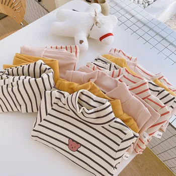 Pavasara Bērnu ar garām Piedurknēm Karikatūra Lācis Svītrains T-Krekls + Casual Bikses Zēnu Apģērbu Komplekti Bērniem 2gab Tērpi Homewear Drēbes