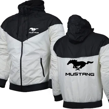 Pavasara, Rudens Vīriešu pelēkā vārna Pilota jaka vīriešu Mustangs Auto Logo drukas augstas kvalitātes Kokvilnas Vīriešu Apģērbu ikdienas Krekli G