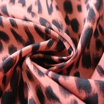 Pavasara Vasaras Apģērbu Leopard Raksts Drukāšanas Kārta-Apkakle Haki, Rozā Zaļo Krāsu Sieviešu Ikdienas Drēbes Šifona Blūze
