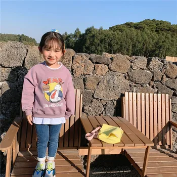 Pavasarī Jaunas Ielidošanas korejiešu stilā karikatūra vēstules Bērniem, Baby Meiteņu sporta Krekli Hoodies pelēkā vārna 2020 Bērniem ar garām piedurknēm Topi Puse
