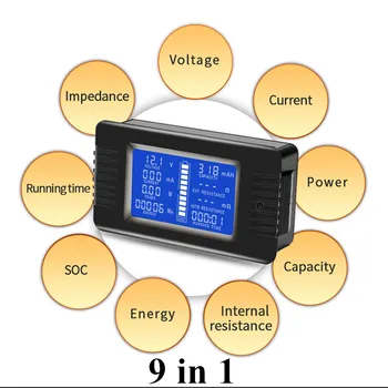 Peacefair Akumulatora Izlādes Testeri 9 1 Sprieguma Mērītājs Pašreizējo Jaudu, Enerģijas Pretestības Pretestības Spējas Multi-Monitor 0-200V