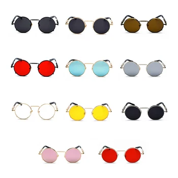 Peekaboo skaidrs, sarkans saulesbrilles vīriešiem steampunk 2019 metāla rāmis retro vintage apaļā saules brilles sievietēm black uv400