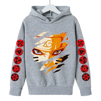 Pelēkā Vārna Bērniem Anime Naruto Drukāt Silts Apģērbs Karikatūras Vilnas Streetwear Modes Zēnu Krekls Personības Harajuku Hoody
