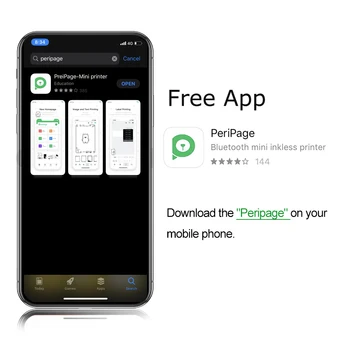 PeriPage Mini Portatīvo termoprinteri Kabatas Foto Printeris, Bluetooth Savienojums Ar Mobilo Tālruni Android, iOS 58mm 203 DPI