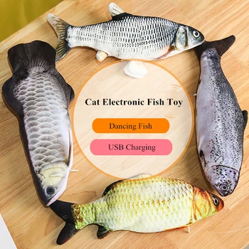 Pet Cat Zivju Elektronisko Rotaļlietu Dejas Zivju Elektriskā USB Uzlādes Simulācijas Zivju Rotaļlietas, Suns, Kaķis Košļājamā Spēlē Nokošana Piederumi
